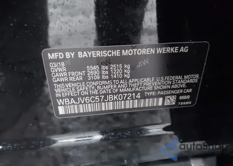 2018 BMW 640I Gran Turismo xDrive z USA, uszkodzony, nr VIN WBAJV6C57JBK07214